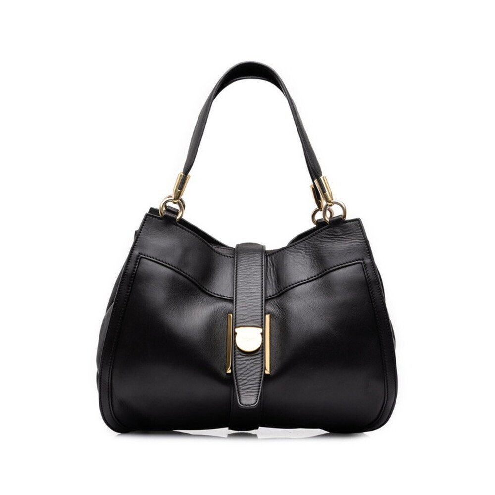 Salvatore Ferragamo Tote Bag Shoulder EE-21 E746 Black Leather Women's